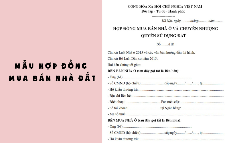 Hợp đồng mua bán nhà đất cập nhật 2025